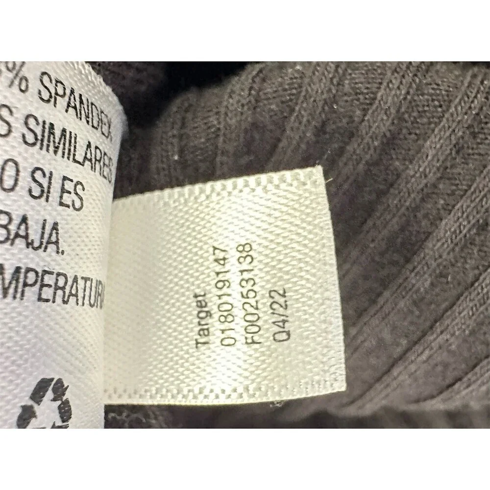 A New Day Top Womens L Black Ribbed Knit Long Sleeve Ruched Drawstring - Picture 5 of 5